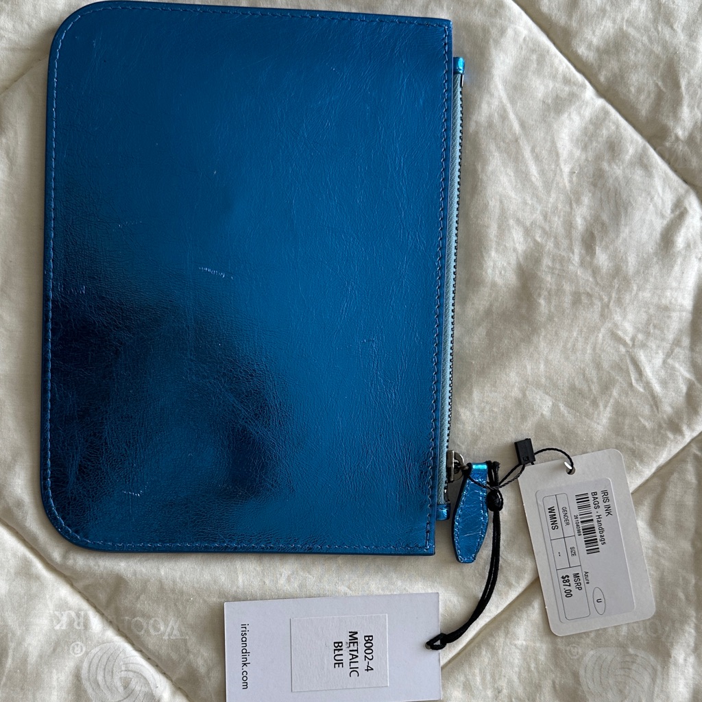 Metallic Blue Wristlet Clutch